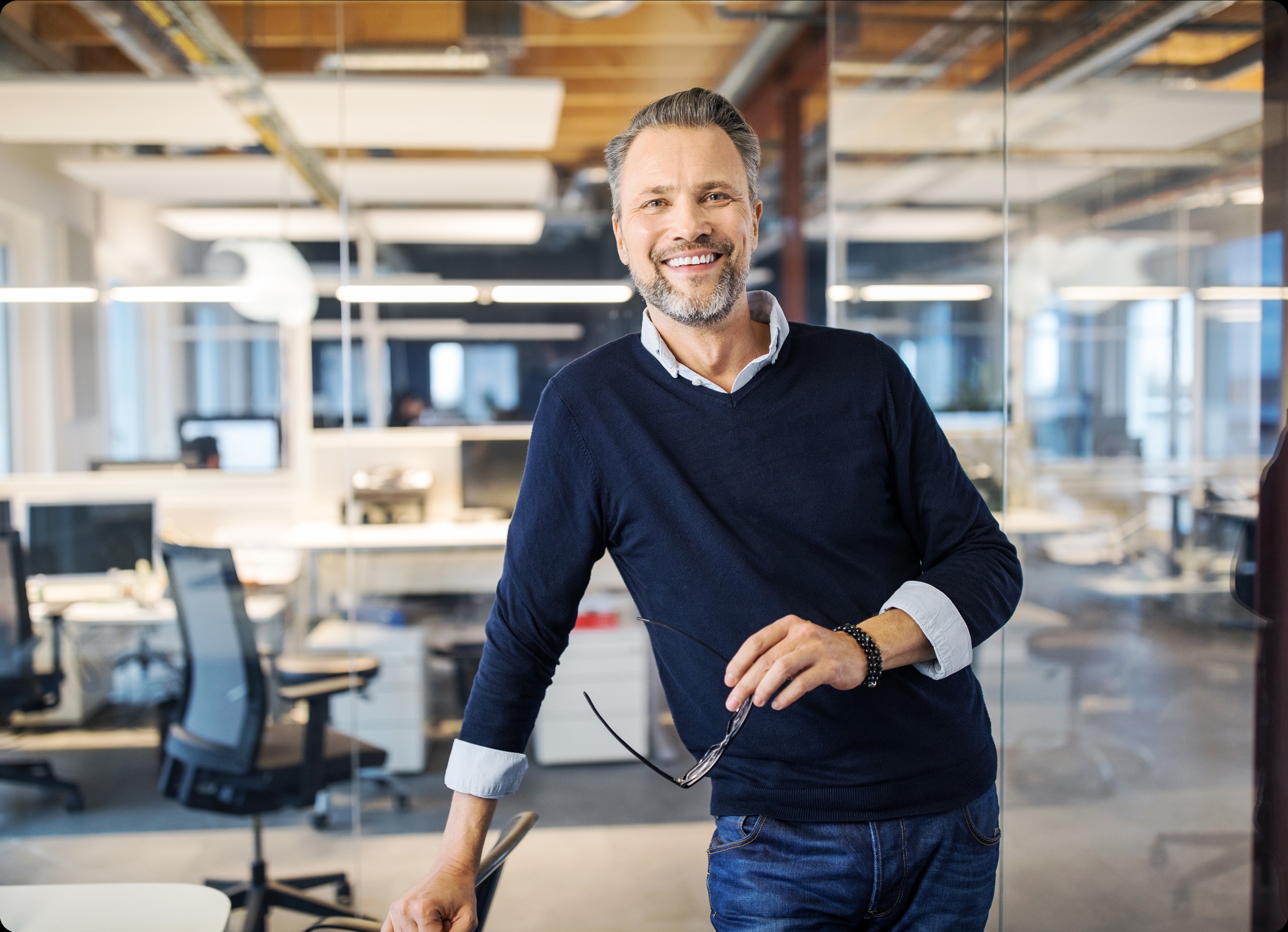 lawyer smiling in modern office setting