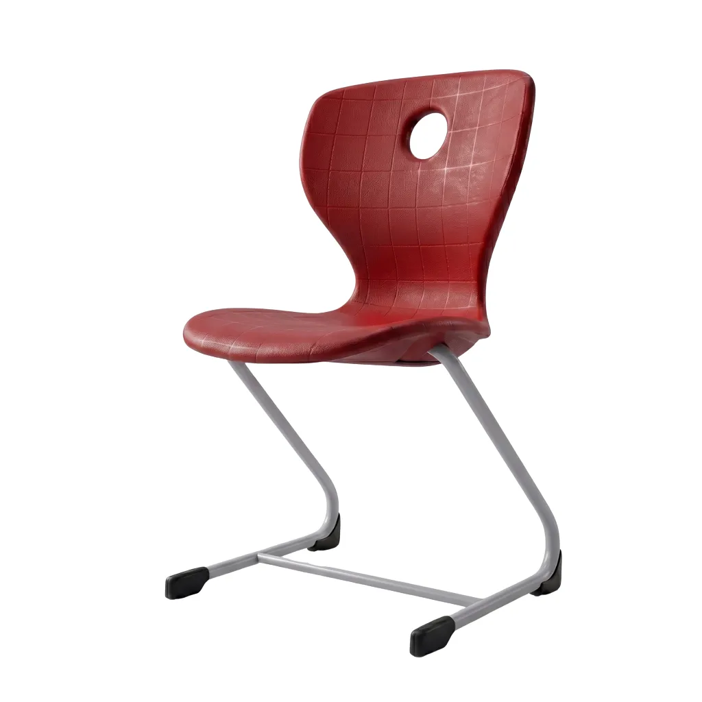 Z-frame school chair with plastic seat and metal frame for classroom projects