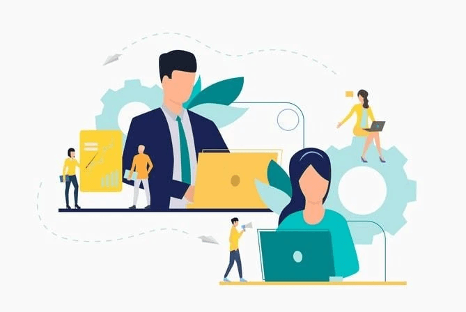 A small business owner receiving HR solutions support.