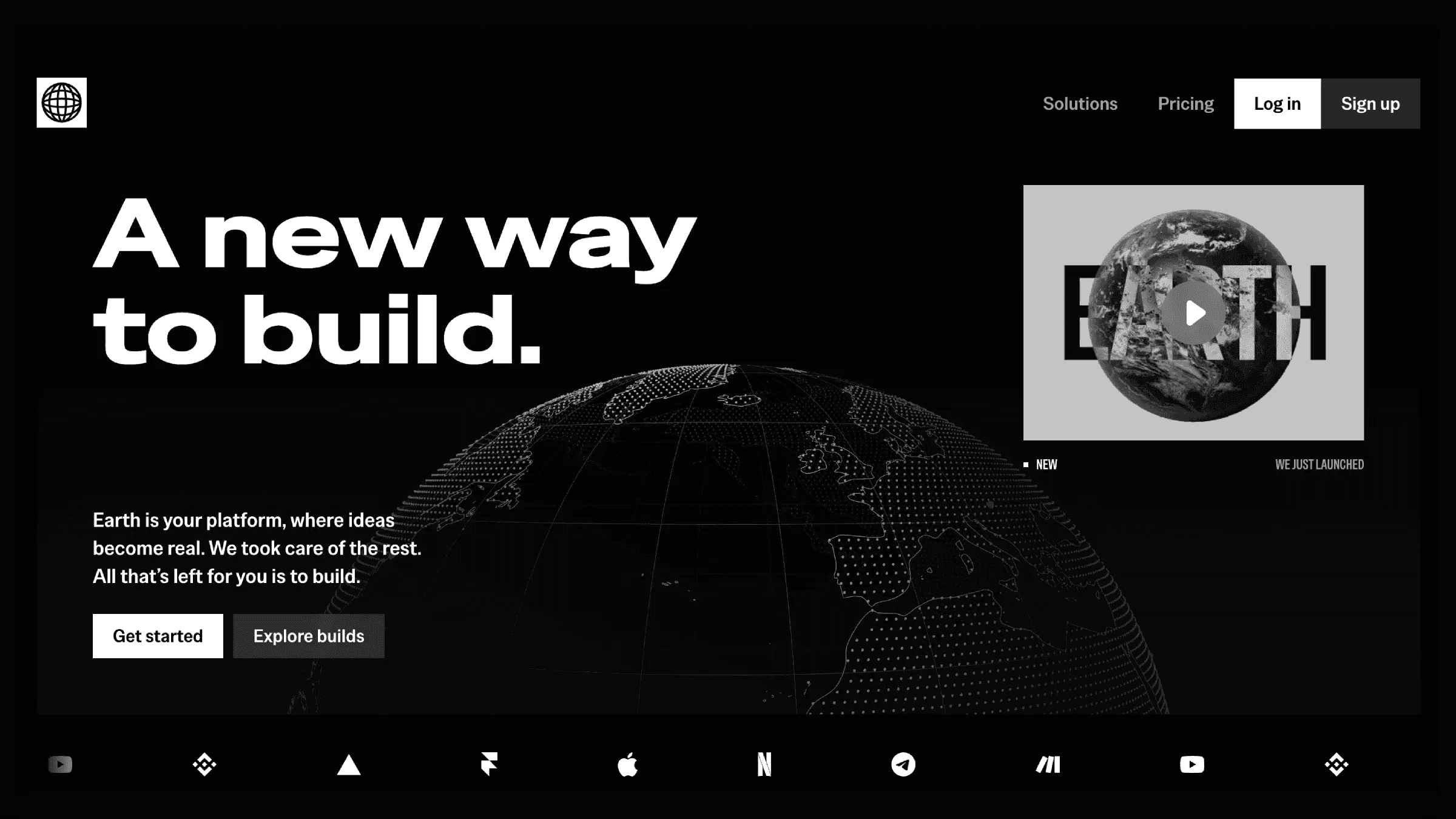 Landing page with new way to build headline and globe