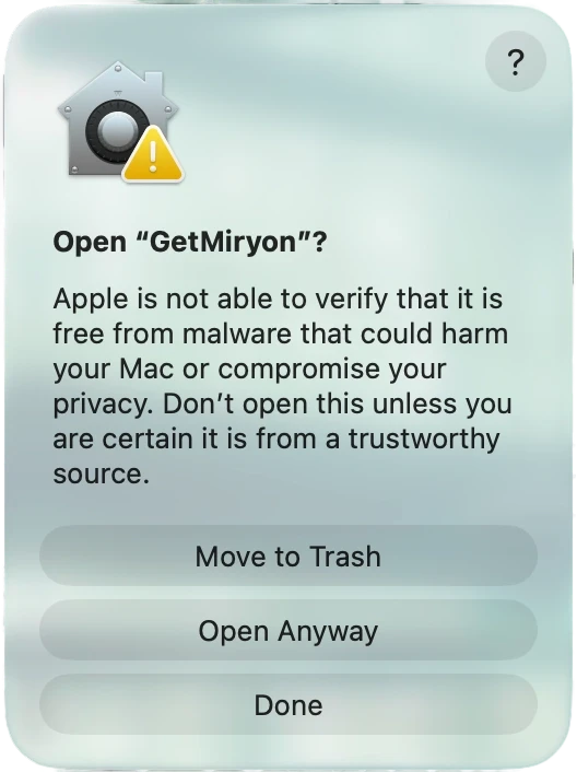 Open App Anyway Dialog