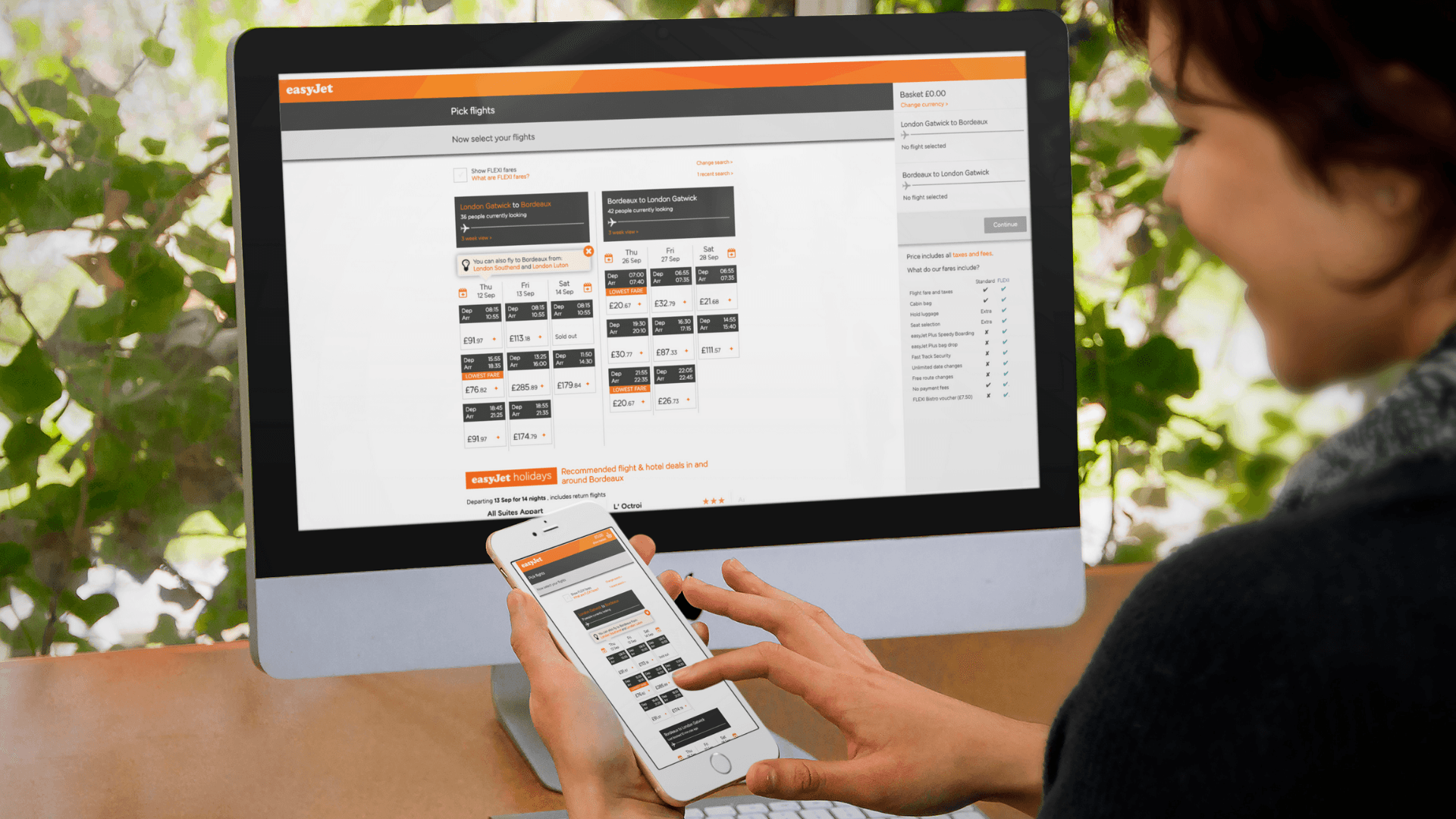 Easyet booking system on desktop and mobile