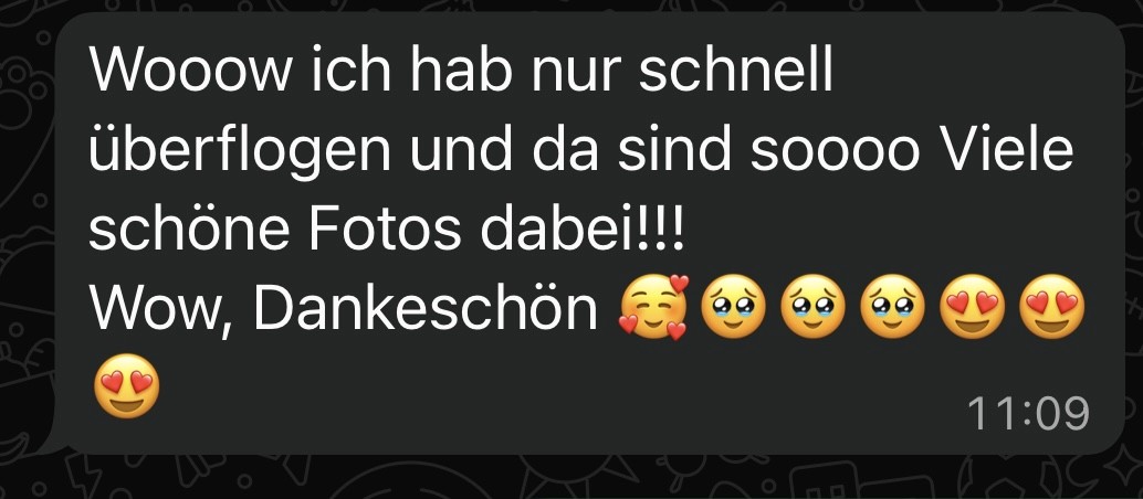 Kundenbewertung Fotografin in Bogen – begeisterte Rückmeldung über natürliche Familienfotografie.