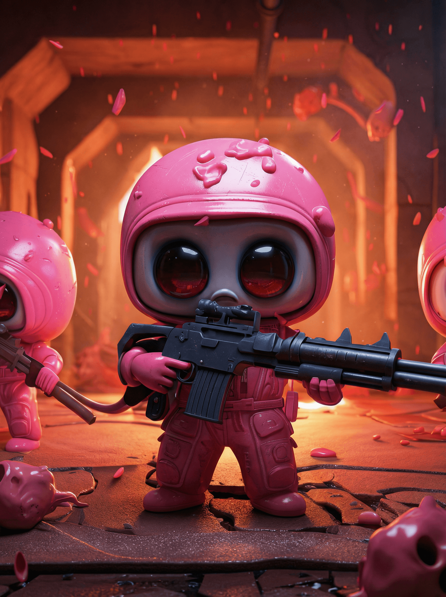 Streetside billboard with flyposters of the Batch.Works brand and illustrations