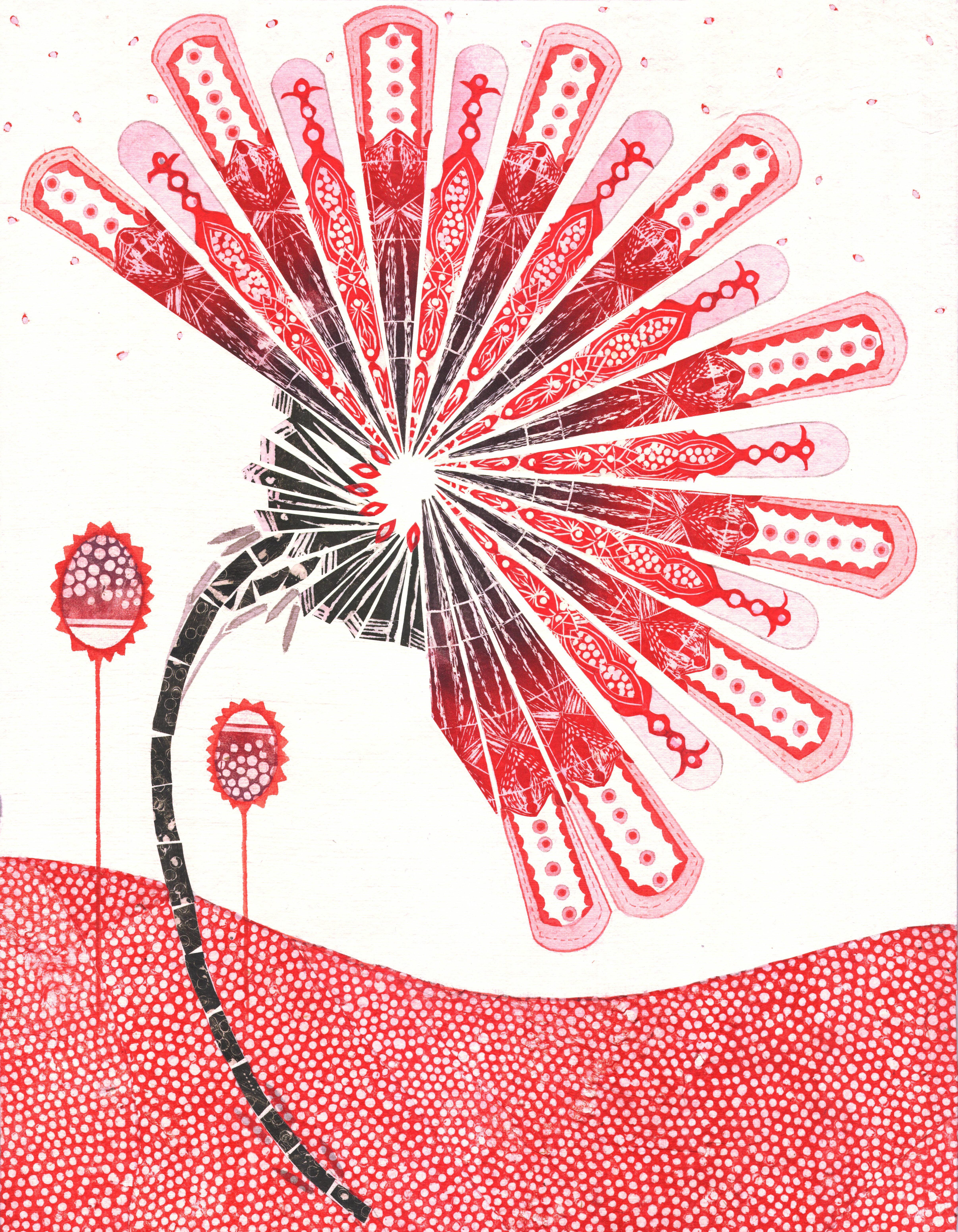 herd of sheep on road painting