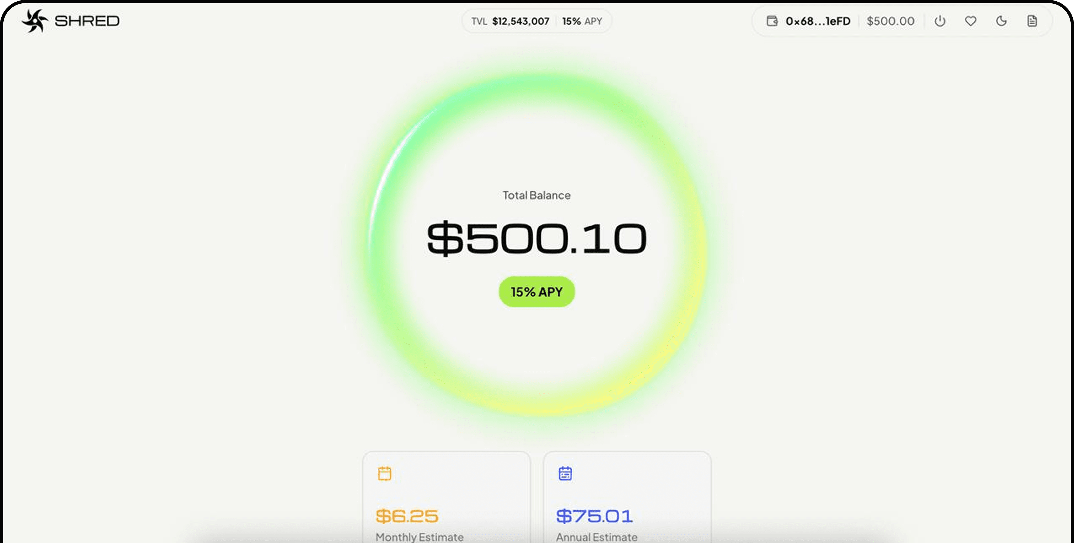 Desktop mockup of SHRED dashboard