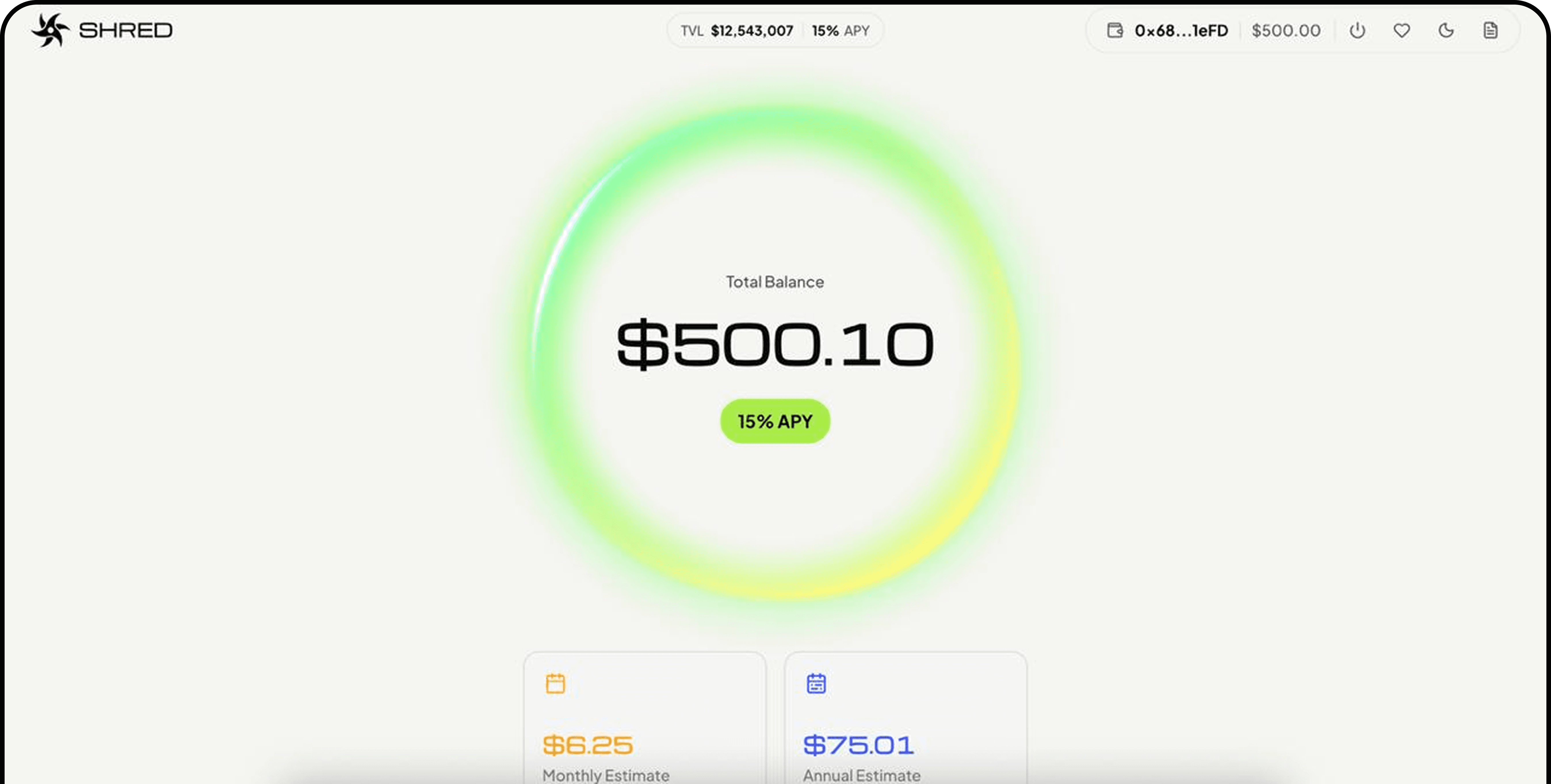Desktop mockup of SHRED dashboard