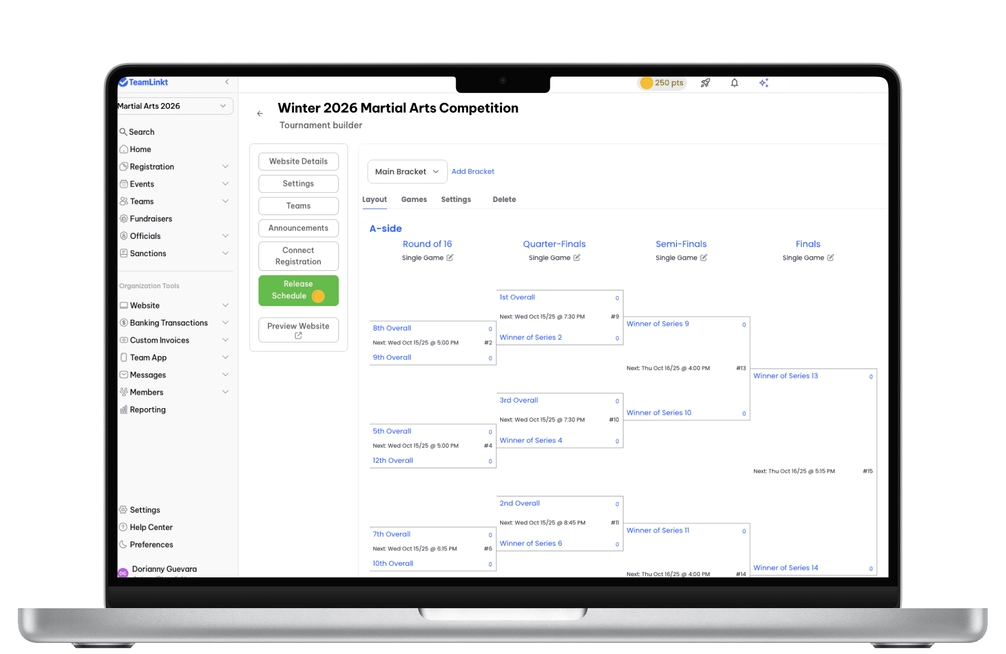 Dance Schedule TeamLinkt's Tournament Tool