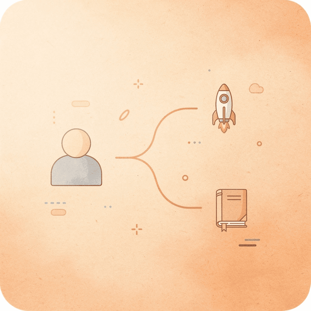 Icon showing SEO market splitting into two different approaches