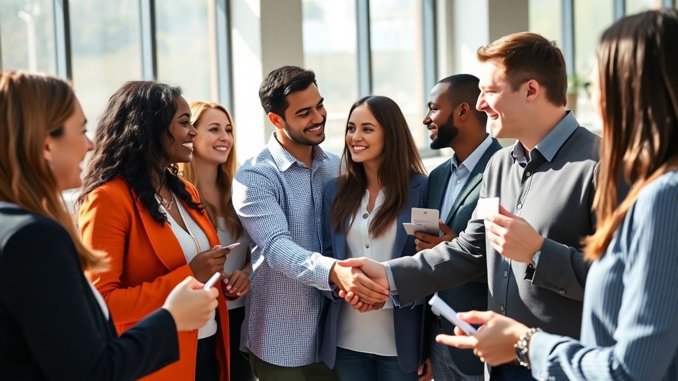 Business professionals networking and forming partnerships.