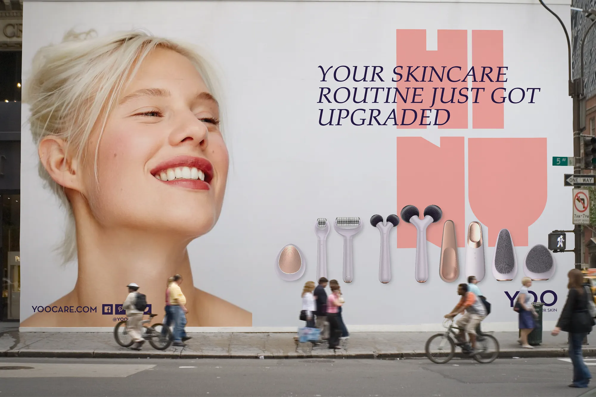 Streetside billboard with flyposters of the Batch.Works brand and illustrations