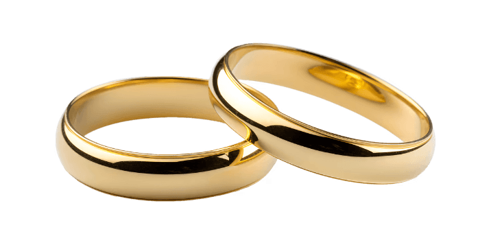 An photo of two golden rings