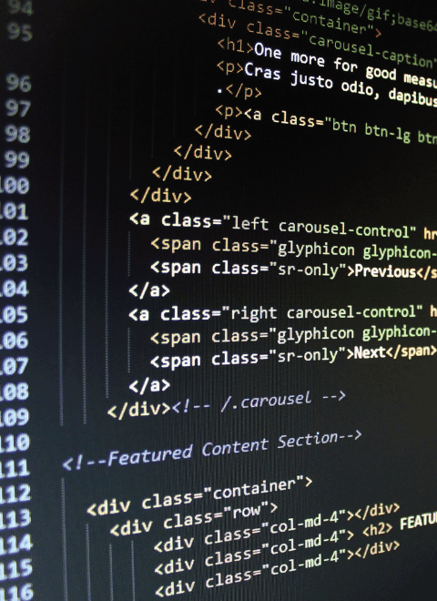 Website Coding close up on a computer screen