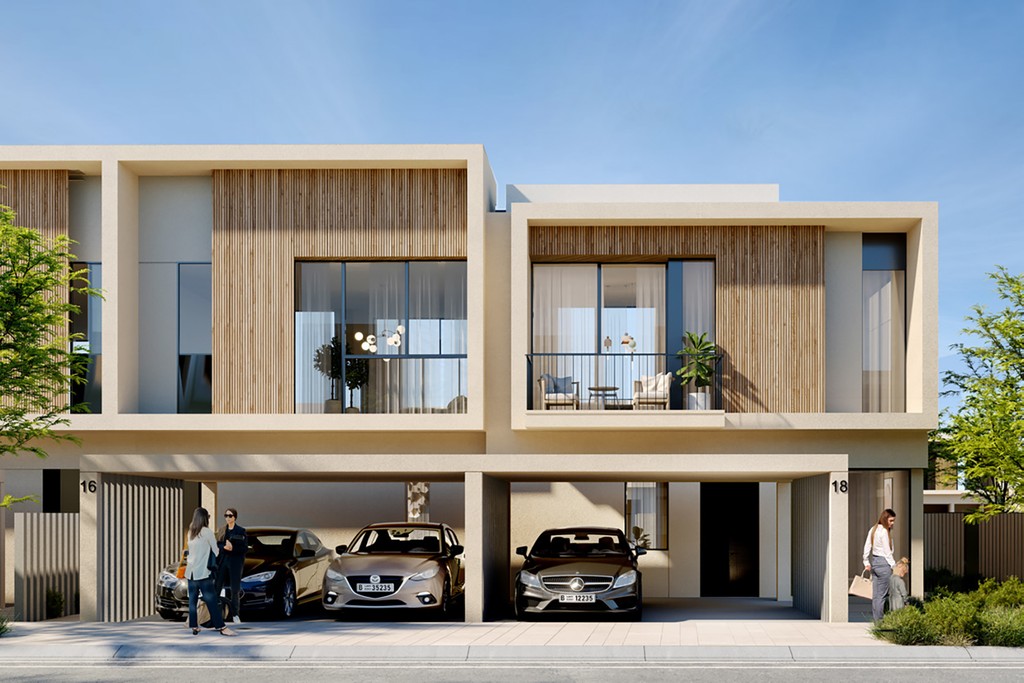Orania The Valley, a new villa development in Dubai, featuring contemporary design and vibrant outdoor spaces.
