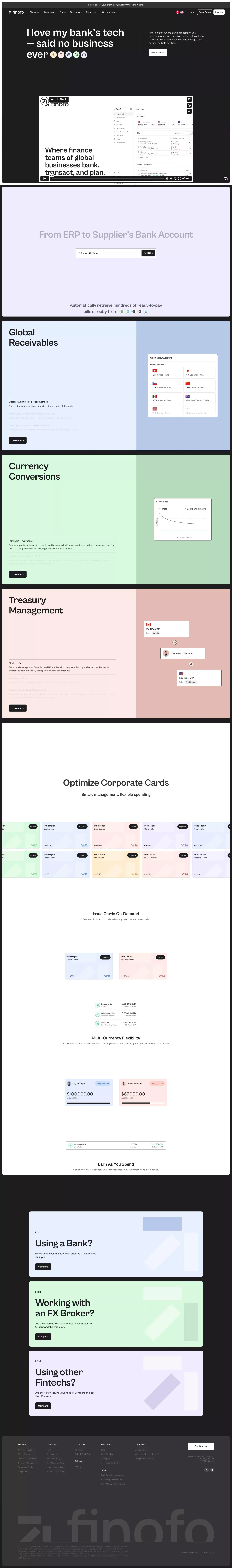 Finofo landing page screenshot showcasing Finance and Tech design