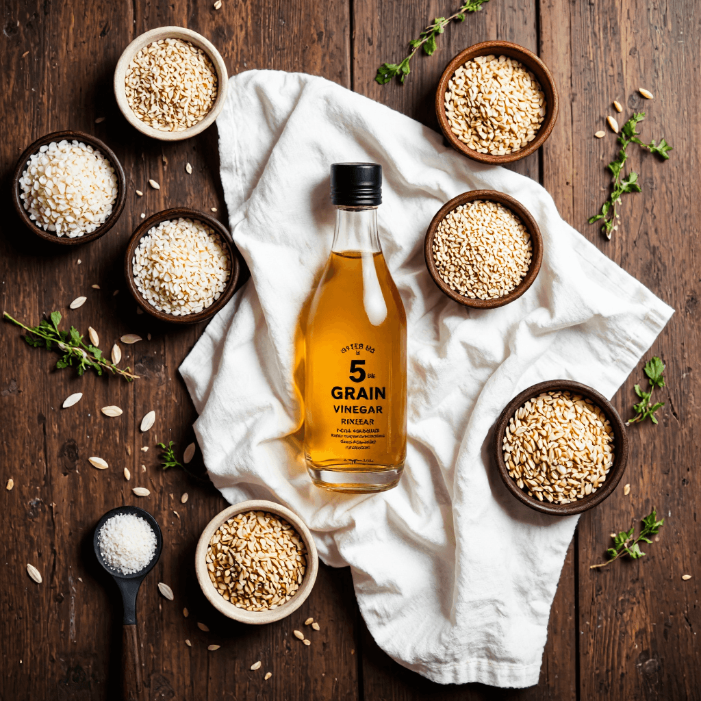 product photography of bottle of five-grain vinegar