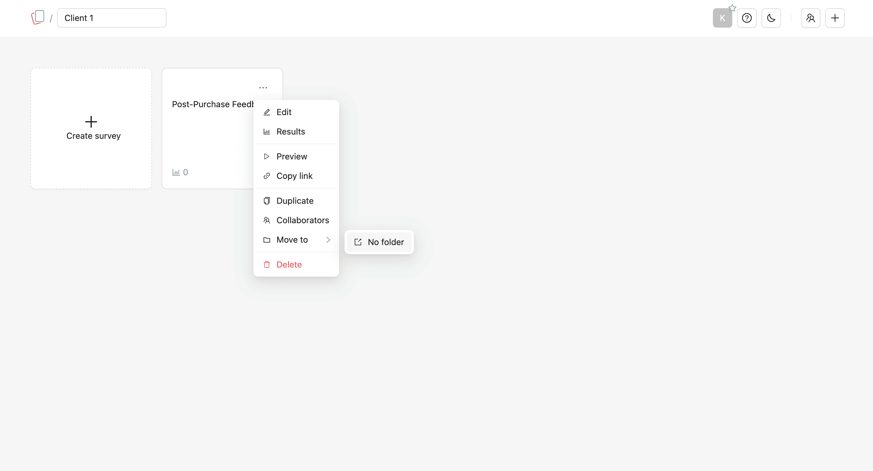 Move out of a folder menu