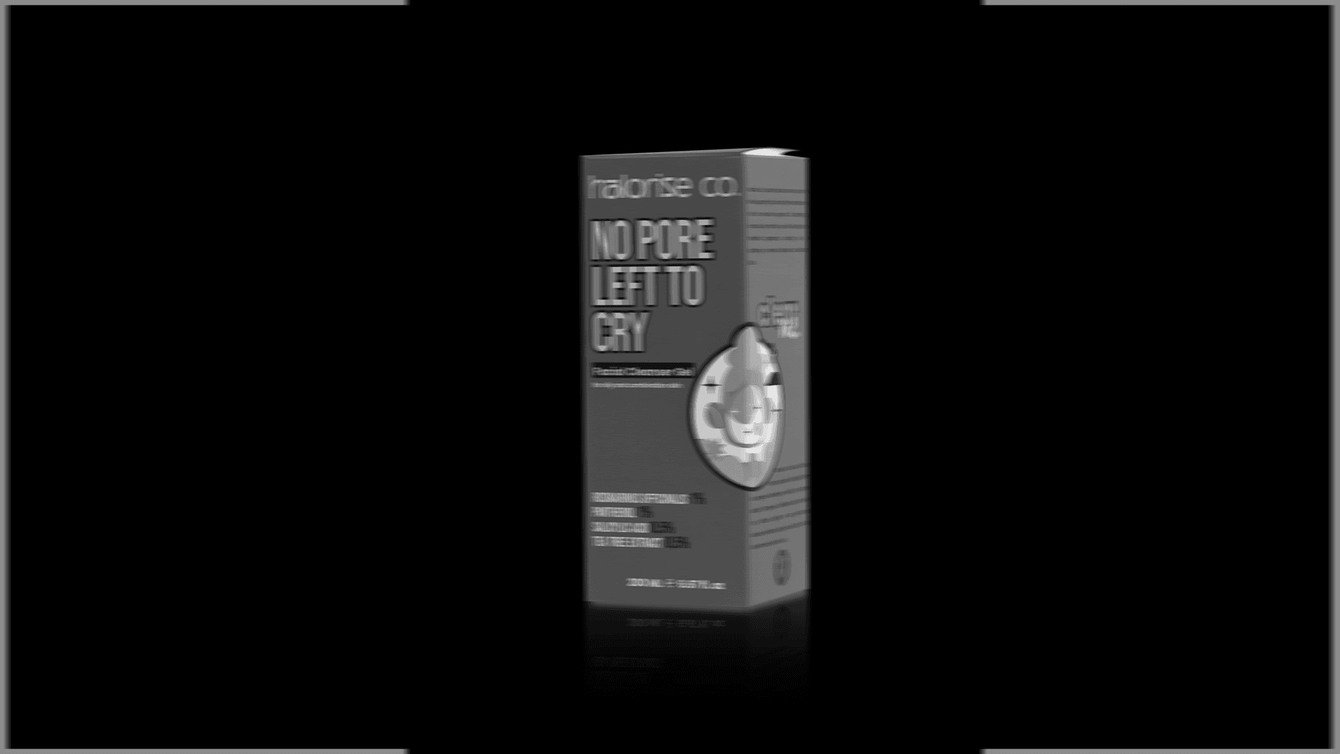 Black cosmetic product bottle against a dark background
