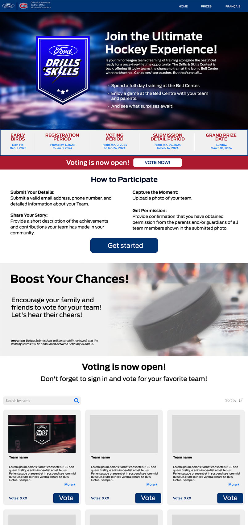 Ford Drills & Skills Charity Landing Page