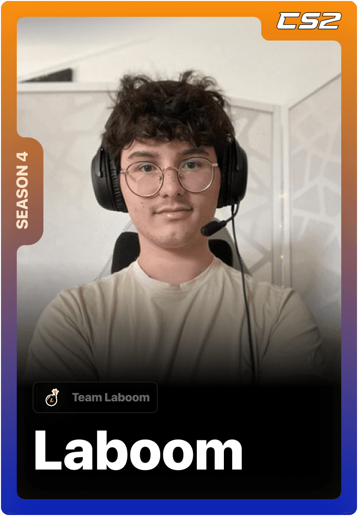 Laboom professional CS2 player competing in the 1v1Me Counter-Strike 2 esports league