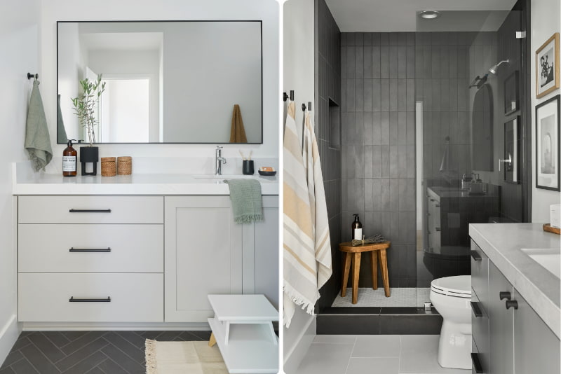 Full view of the living room from angle 2, featuring boho furniture and decor with a view of the backyard through French doors, blending indoor comfort with outdoor beauty. Photo by Todd Huge.
