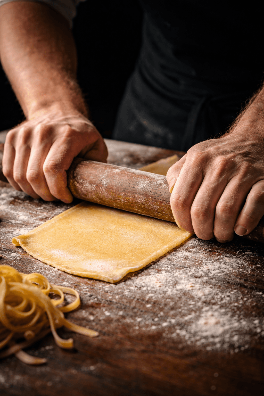 Pasta handmade and rolled daily in our scratch italian kitchen at Vacanza Romana in El Dorado Hills
