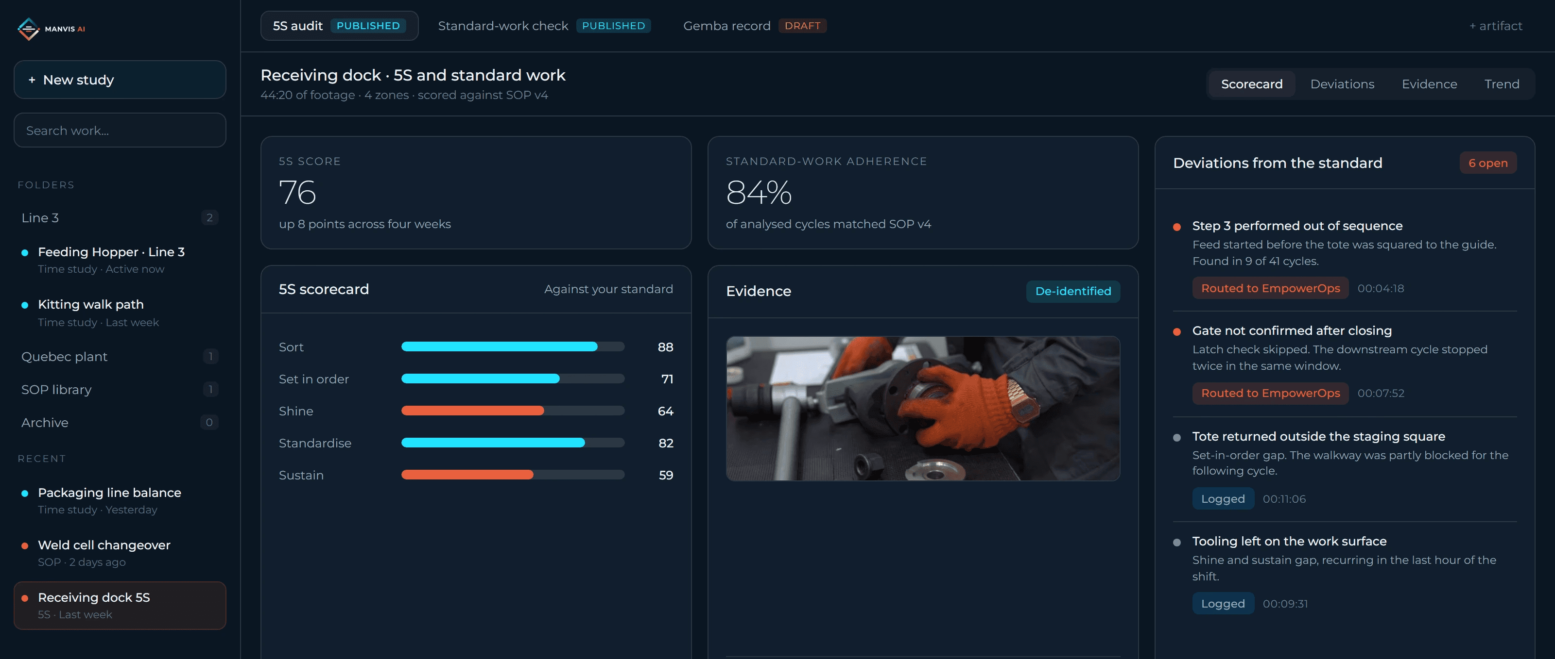 EmpowerOps task detail screen with task information and an activity discussion feed