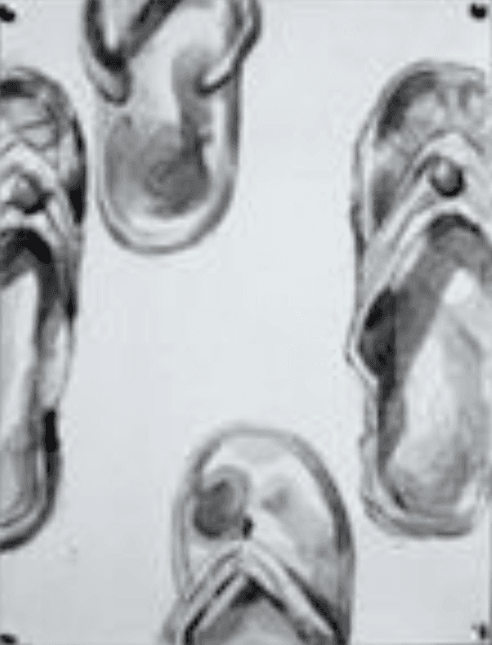 herd of sheep on road painting