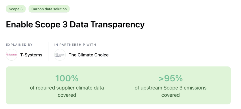 Overview results of partnership between T-Systems and The climate choice: 100% Scope 3 data transparency