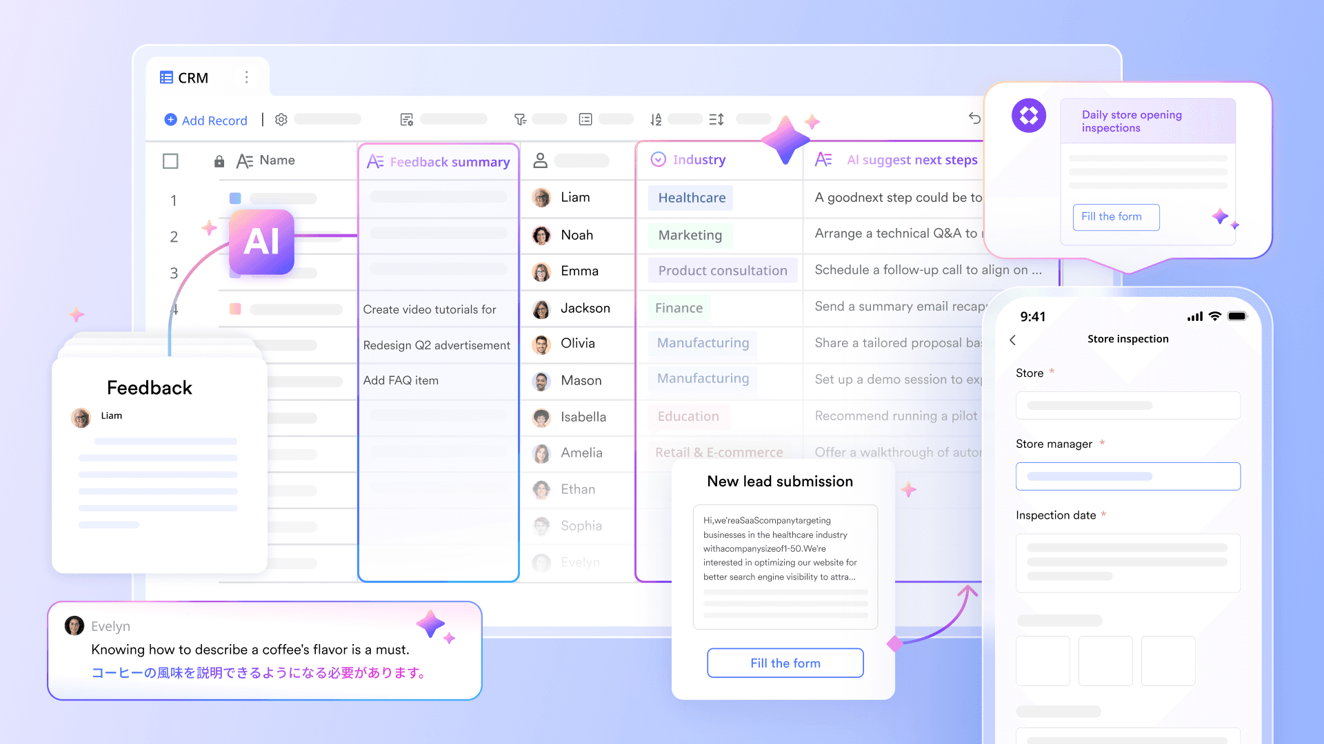 An image showing Lark's CRM system