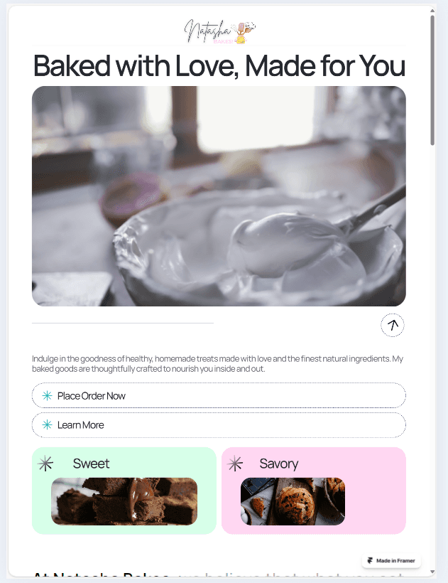 Natasha Bakes! in Framer