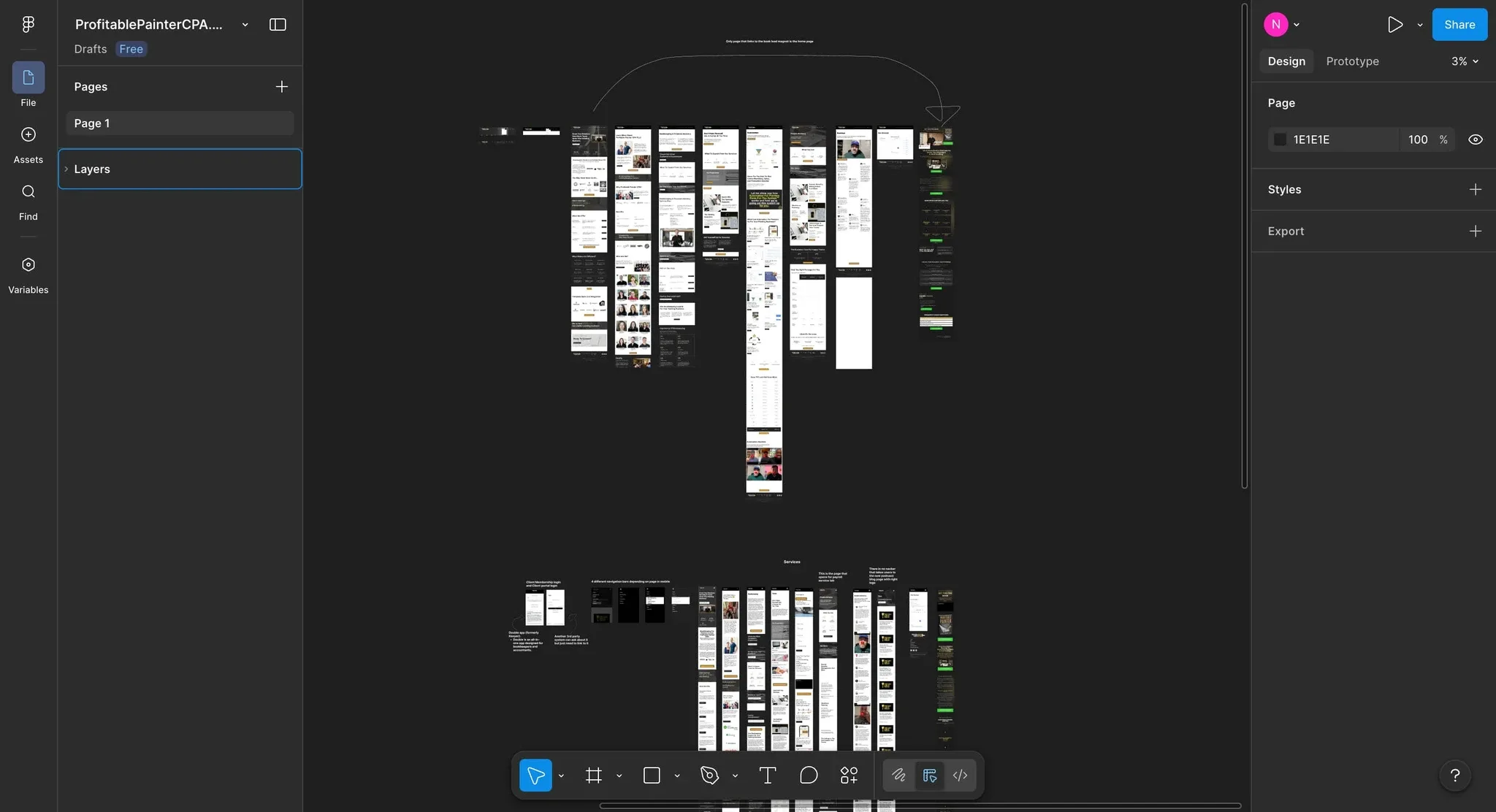 Wireframe process for website migration.