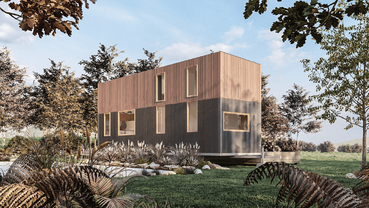 Aalto is a 3 bedroom tiny house perfect for a family of 4, with a downstairs bedroom and 2 loft bedrooms.