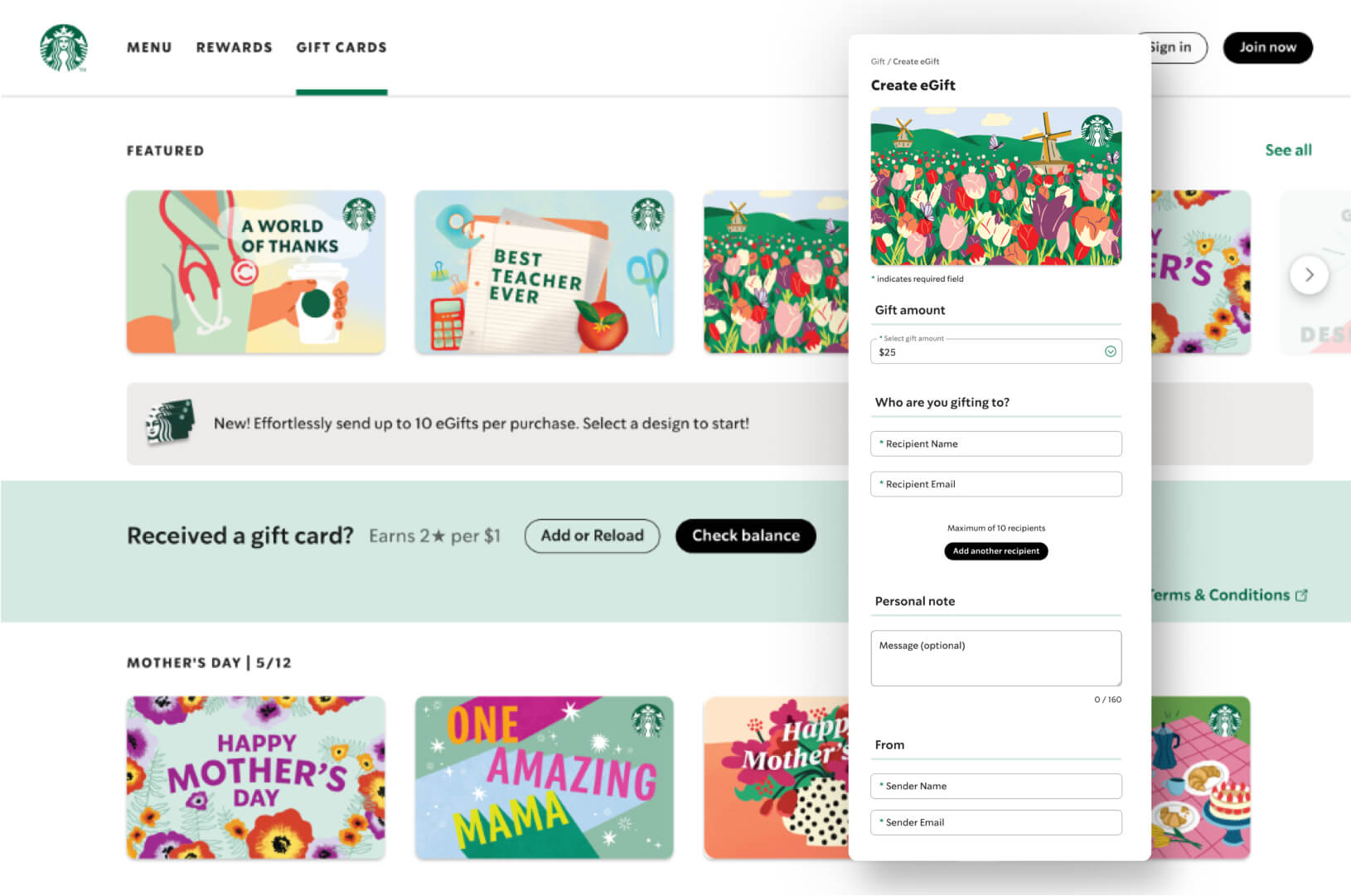 Starbucks Gifting Program