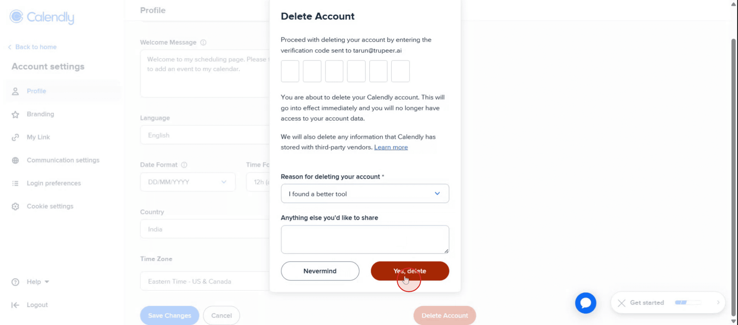 Then click on the delete option.
