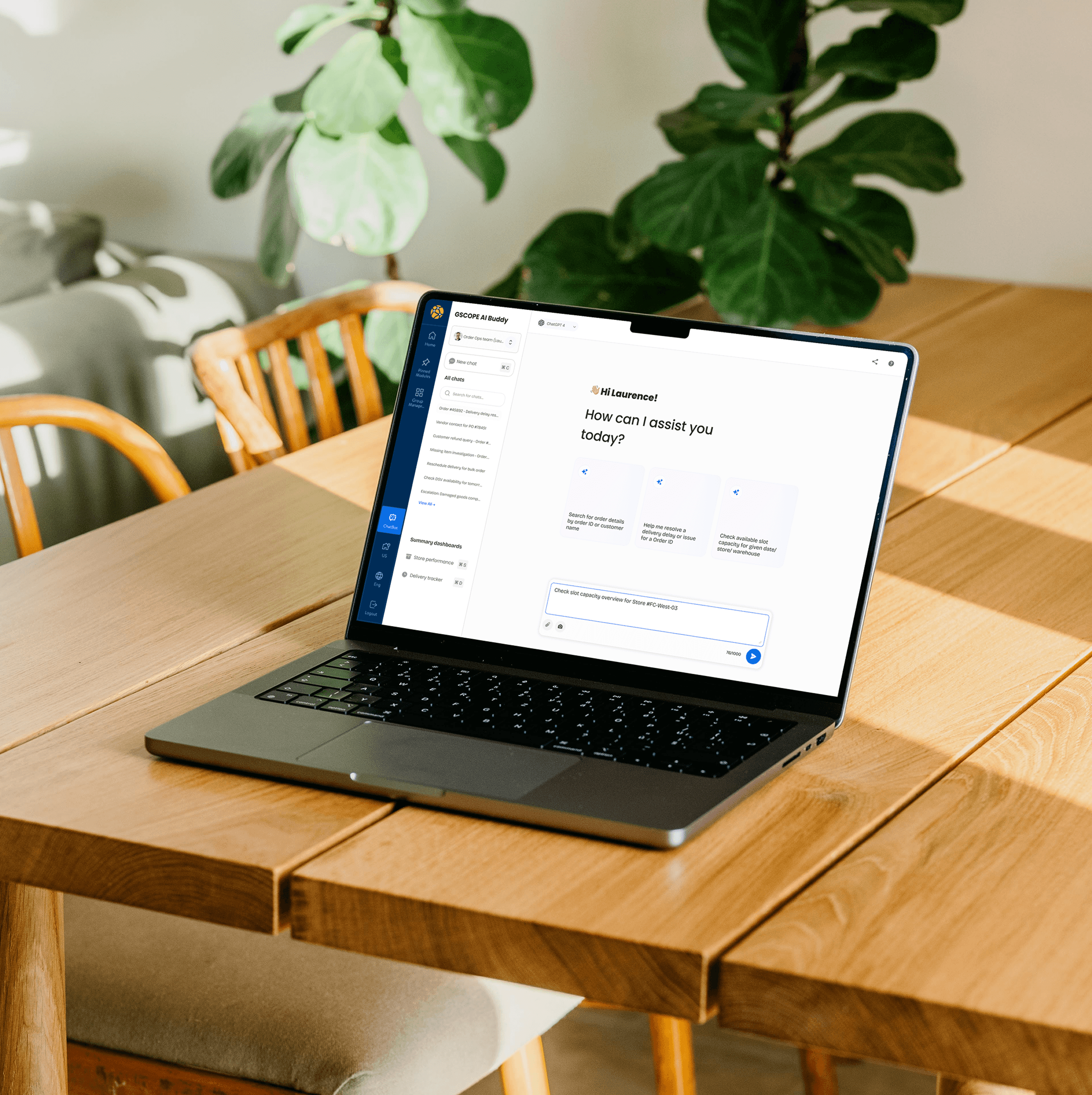 Hand holding smartphone with full screen visible, abstract objects behind.