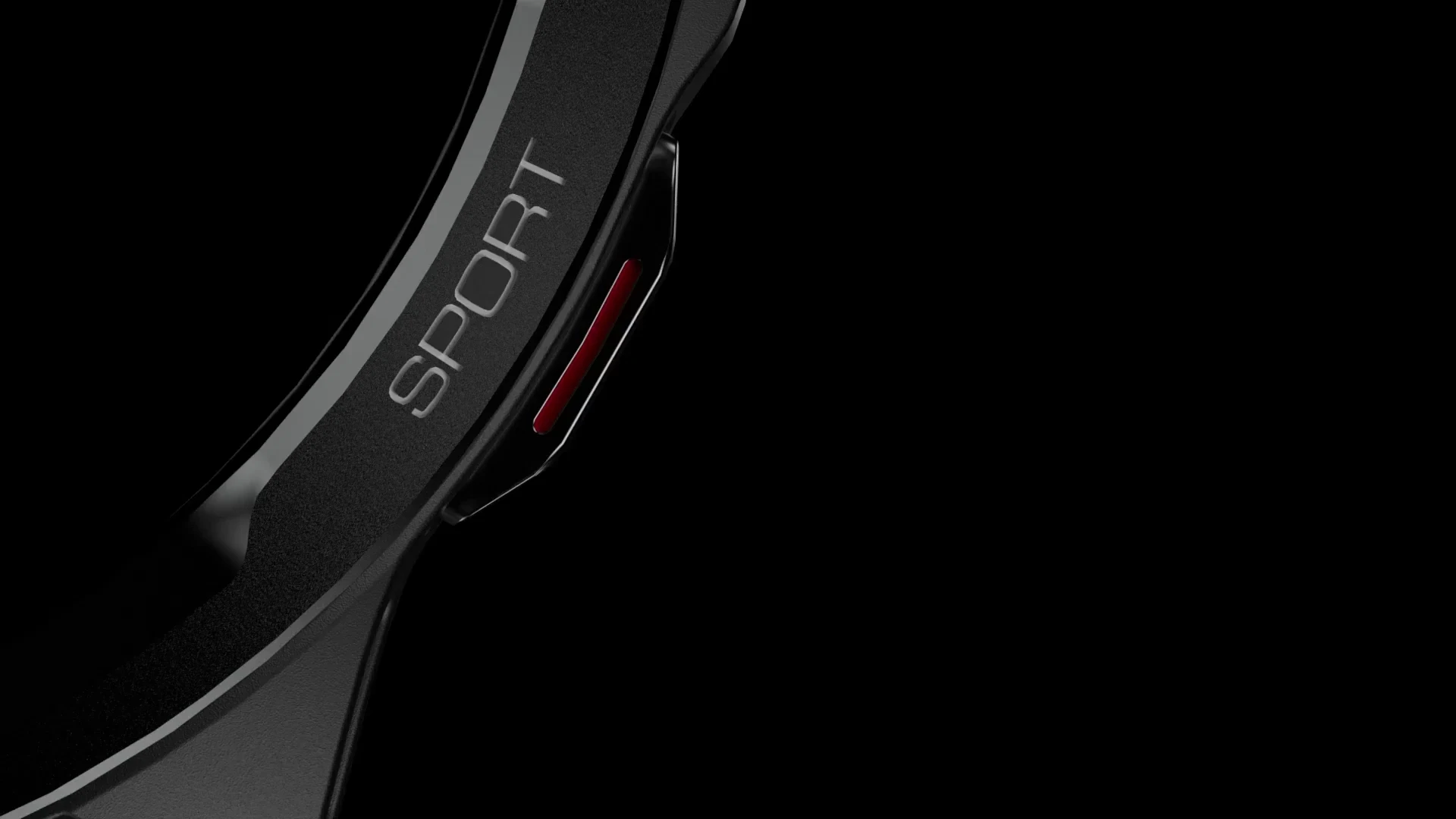 Close-up 3D render highlighting Redmi Watch S Button trigger