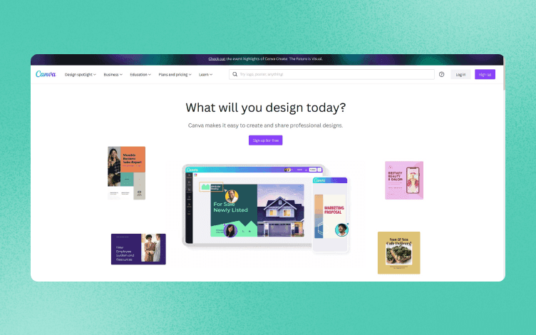 canva homepage