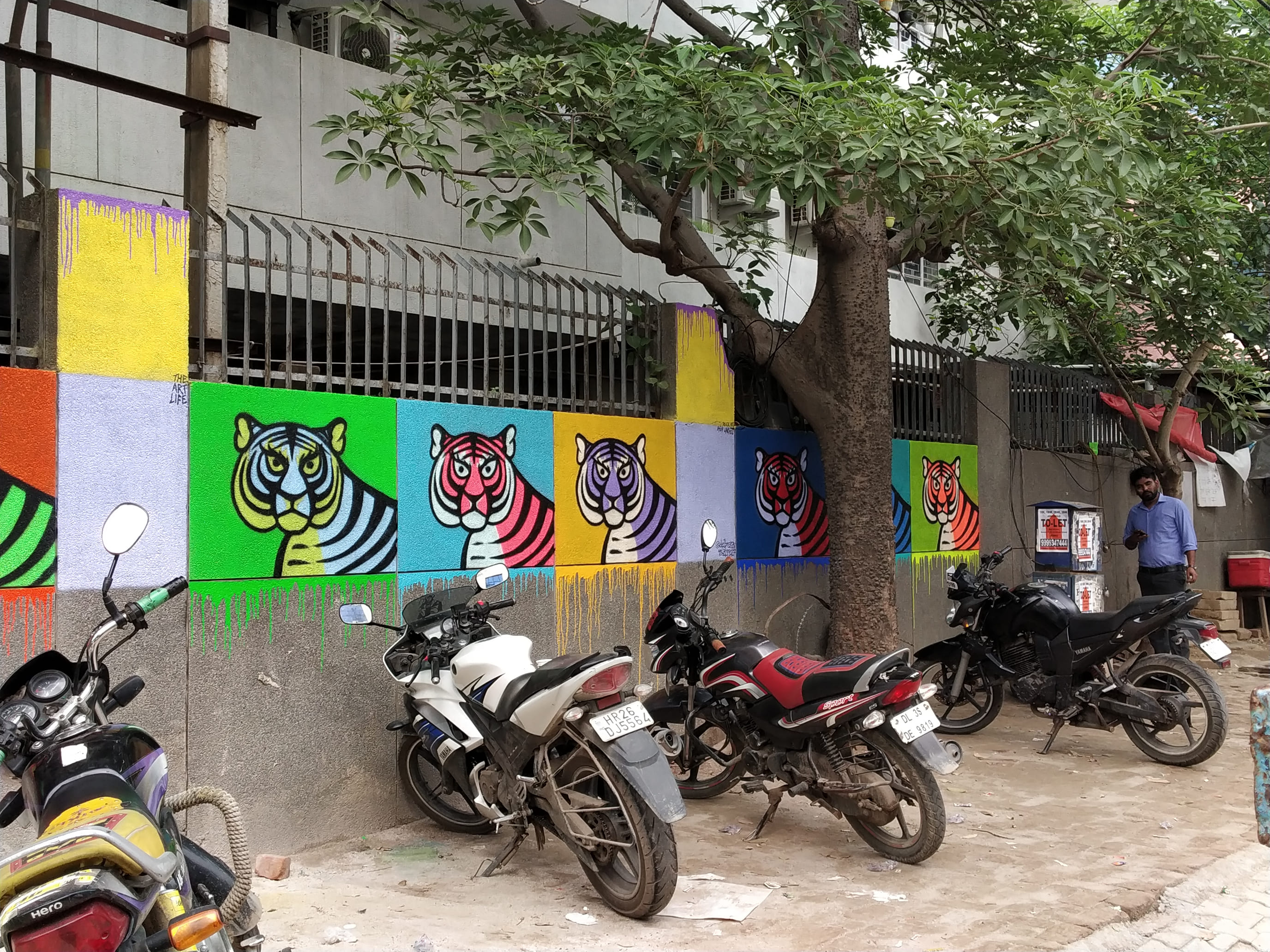 Street art in gurgaon combining the style of pop art with truck art motifs.