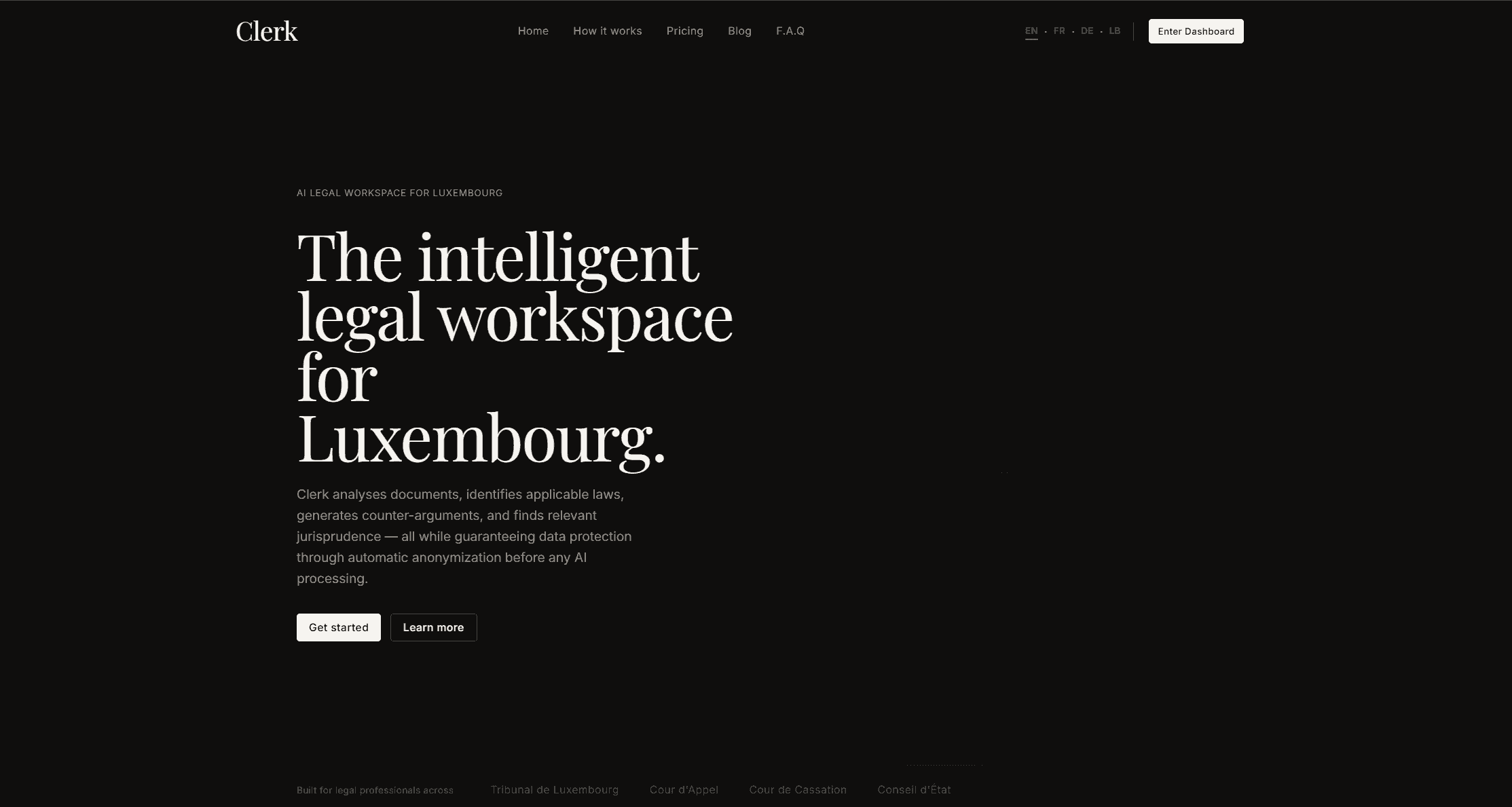 Clerk.lu landing page