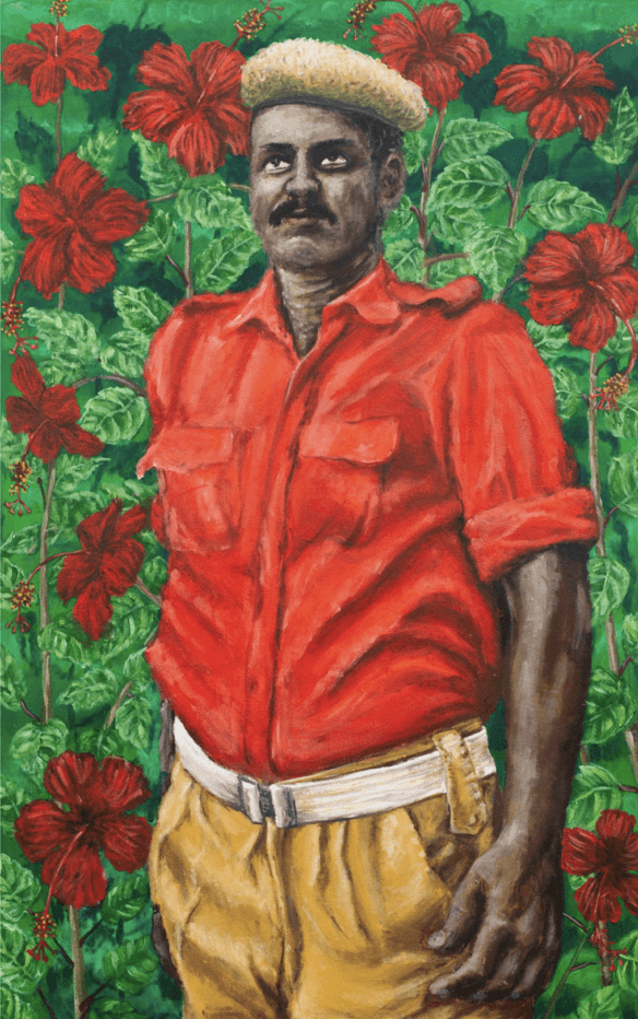 herd of sheep on road painting