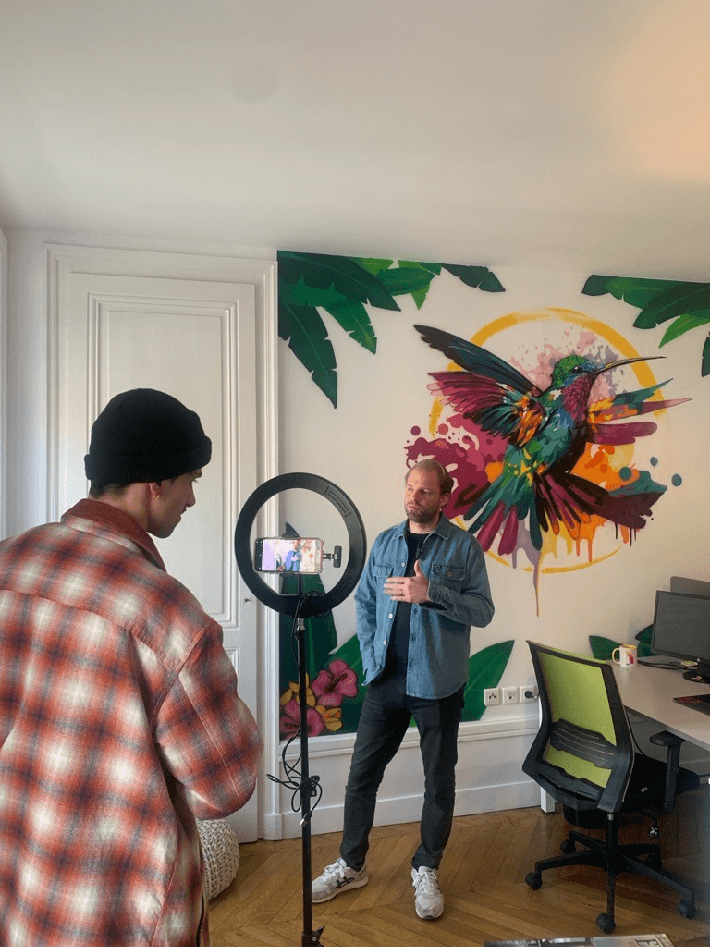 Photo dun tournage d'interview