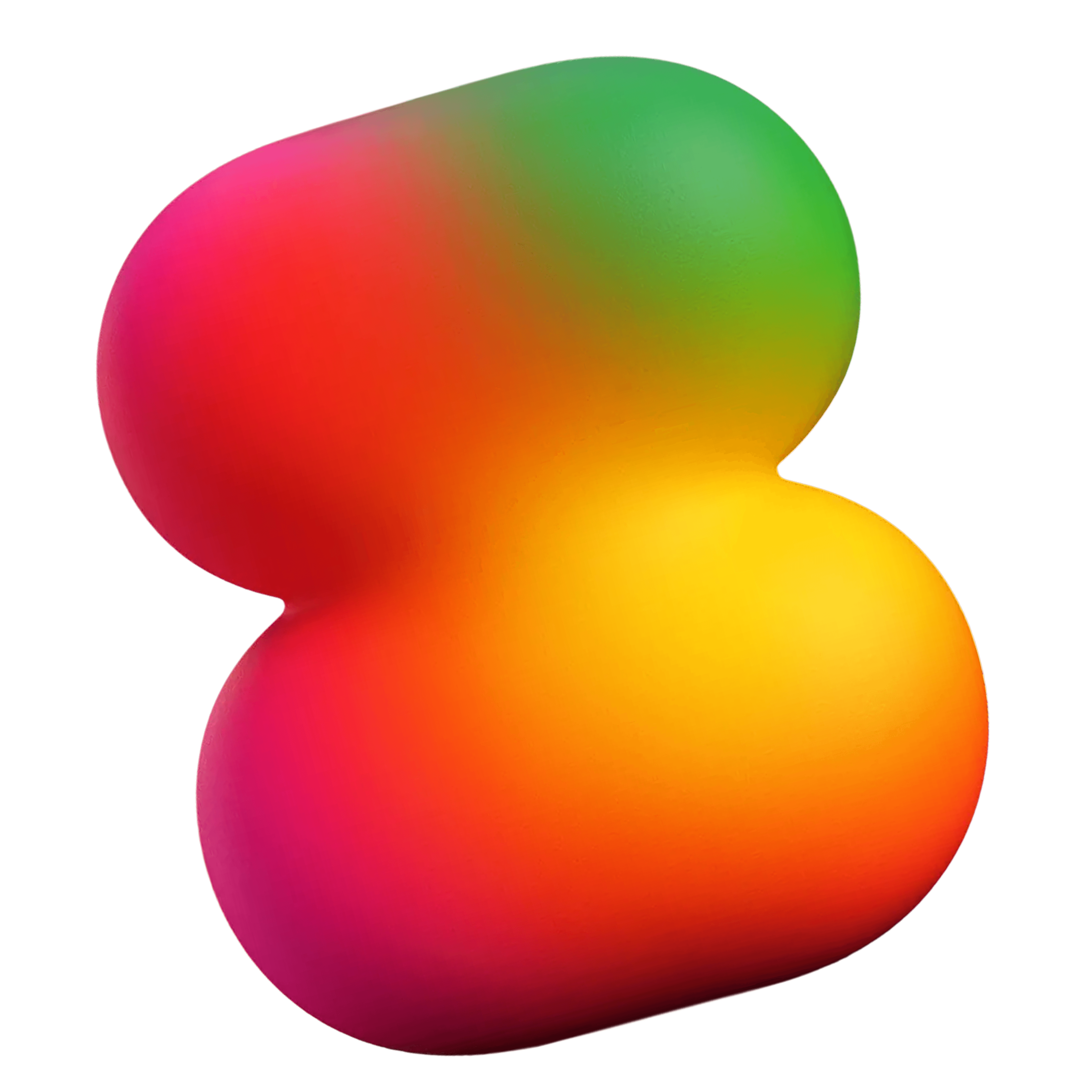 A vibrant, glossy purple 3D abstract shape with swirling, wavy surfaces, resembling a twisted, smooth sculpture, floating against a plain backdrop.