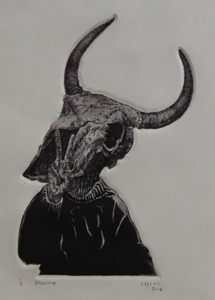 herd of sheep on road painting