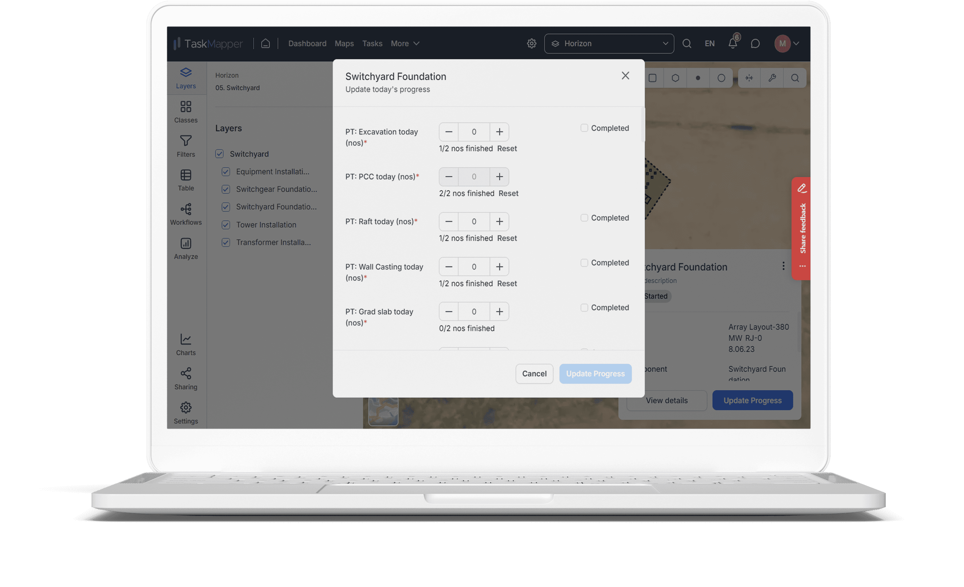 Maps to visualize and remotely monitor solar PV assets using TaskMapper by SenseHawk