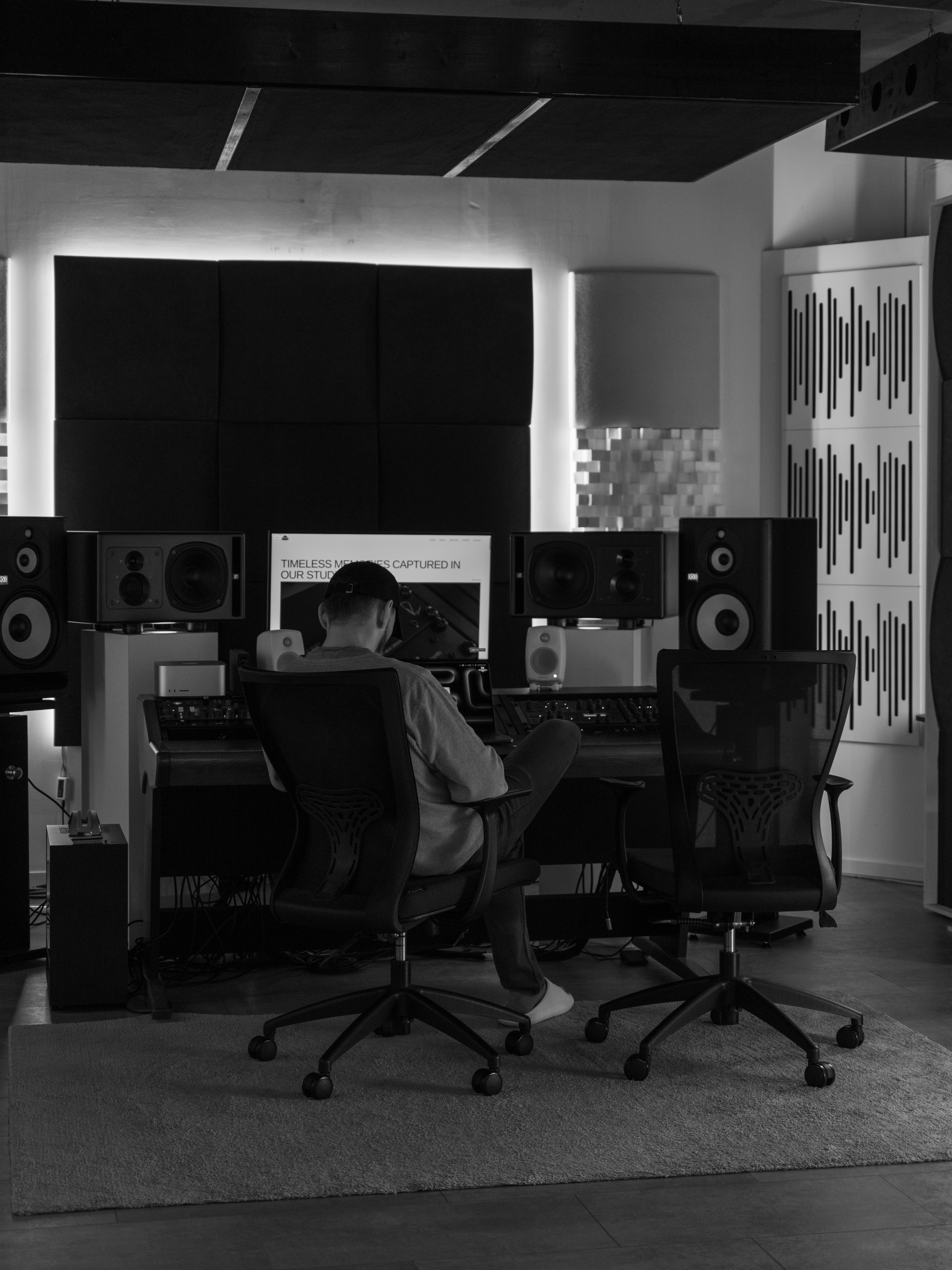 A woman guiding a man