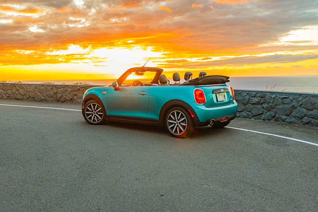 Teal Mini Cooper For Rent In Kona Big Island Hawaii