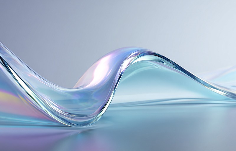 Abstract graphic of wavey glass on a pastel background
