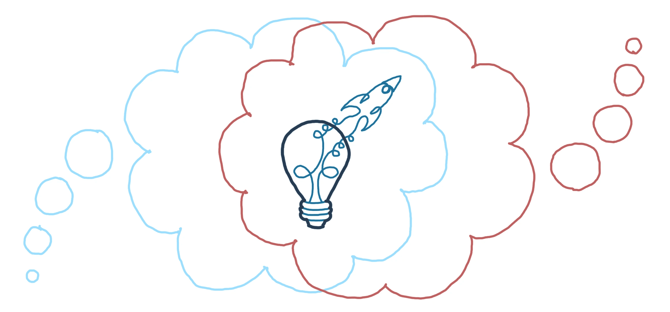 Sketch of Though Bubbles with Light Bulb