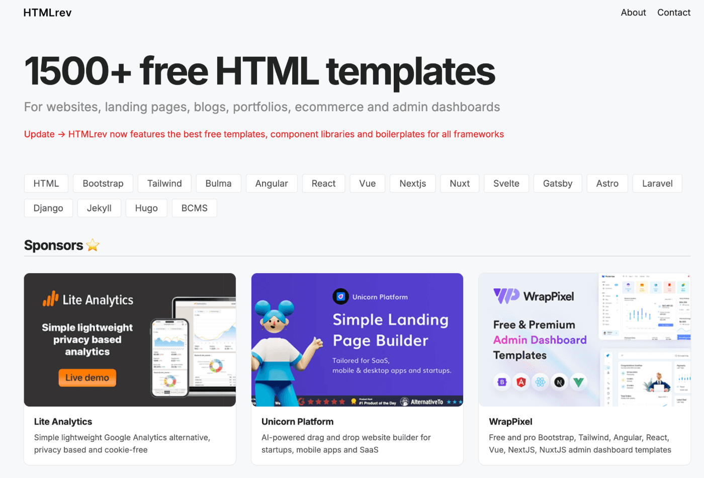 HTML rev free HTMP templates